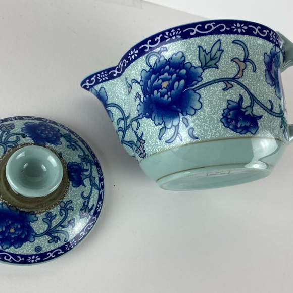 Vintage Handpainted Asian Tea set with Six small cups Milk pitcher and Sugarbowl - Picture 4 of 15